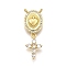 Rack Plating Brass Micro Pave Cubic Zirconia Pendants, Cross with Heart, Cadmium Free & Lead Free, Long-Lasting Plated, Real 18K Gold Plated, 30mm, Hole: 1.6mm