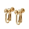Brass Clip-on Earring Findings, Cadmium Free & Lead Free, for Half Drilled Beads, Real 24K Gold Plated, Tray: 5mm, 15x16.5x5mm, Pin: 1mm