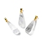 Natural Quartz Crystal Teardrop Pendants, Rock Crystal, with Ion Plating(IP) Golden Plated Brass Findings, 26.5x7.5mm, Hole: 4.3x3.5mm