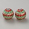 Christmas Theme Resin Rhinestone Beads, Round with Stripe Pattern, for DIY Pen Making Jewelry Supplies, Colorful, 20x19mm, Hole: 2.5mm