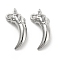 Brass Pendants, Elephant Charm, Real Platinum Plated, 19x7.5x8.5mm, Hole: 1.4mm