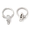 Brass Micro Pave Clear Cubic Zirconia Fold Over Clasps, Cadmium Free & Nickel Free & Lead Free, Rings, Real Platinum Plated, 22mm