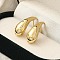Rack Plating Teardrop Brass Micro Pave Clear Cubic Zirconia Stud Earrings, Long-Lasting Plated, Lead Free & Cadmium Free, Real 18K Gold Plated, 23.5x8mm