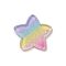 Rainbow Color Style Acrylic Plastic Cabochons, with Glitter Powder, 14x15x2mm