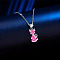 Cat Shape Alloy Rhinestone Pendant Necklaces, Platinum, Rose, 17.72 inch(45cm)
