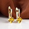 Rhombus Brass Micro Pave Cubic Zirconia Hoop Earrings, Golden, Gold, 17x13mm