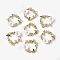 Alloy Enamel Pendants, with Acrylic and Rhinestone, Ring with Flower and Bee, Light Gold, Colorful, 20x21x5mm, Hole: 1.6mm