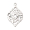 Rack Plating Brass Pendants, Long-Lasting Plated, Eye Charm, Platinum, 25x15.5x1mm, Hole: 1.2mm