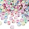 200Pcs Luminous Acrylic Beads, Glow in the Dark, Horizontal Hole, Flat Round with Random Letters, Mixed Color, 10x4.5mm, Hole: 2mm