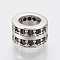 Brass Micro Pave Cubic Zirconia Beads, Cadmium Free & Lead Free, Large Hole Beads, Column, Black, Platinum, 8.5x5.5mm, Hole: 5mm