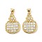 Brass Micro Pave Cubic Zirconia Pendants, Flower with Round, Lead Free & Cadmium Free, Long-Lasting Plated, Real 18K Gold Plated, 20.5x15x3mm, Hole: 4.5x3.5mm