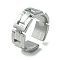 Non-Tarnish 304 Stainless Steel Open Cuff Ring, Hollow Rectangle, Stainless Steel Color, US Size 7 1/4(17.5mm)