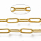 Brass Paperclip Chains, Flat Oval, Drawn Elongated Cable Chains, Soldered, with Spool, Cadmium Free & Nickel Free & Lead Free, Golden, 11x4.3x0.7mm, about 150.91 Feet(46m)/roll