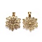 Tibetan Style Alloy Focal Pendants, Lead Free and Cadmium Free, Fancy Filigree Flower, Antique Golden, 64x46.5x1.5mm, Hole: 11x8mm