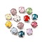 Sew on Rhinestone, Glass Crystal Rhinestone Multi-Strand Links, with Brass Prong Settings, Garments Accessories, Faceted, Flat Round, Platinum, 8x8x7mm, Hole: 1.2mm