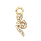 Brass Micro Pave Cubic Zirconia Pendants, Snake Charms, Cadmium Free & Lead Free, Long-Lasting Plated, Rack Plating, Real 18K Gold Plated, Clear, 17x6x2mm, Hole: 2.4mm