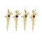 Brass Enamel Pendants, Cane, with Jump Rings, Rack Plating, Real 18K Gold Plated, Lead Free & Cadmium Free, Long-Lasting Plated, Mixed Color, 30.5x13x3mm, Hole: 3.4mm