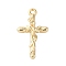 Brass Charms, Cadmium Free & Nickel Free & Lead Free, Cross, Platinum, 11x9.5x3mm, Hole: 1mm