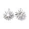 Brass Micro Pave Clear Cubic Zirconia Pendants, Cadmium Free & Nickel Free & Lead Free, with Glass, Sun Charms, Platinum, 16x14x4.2mm, Hole: 1mm