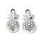 Alloy Crystal Rhinestone Pendants, Rack Plating, Cadmium Free & Nickel Free & Lead Free, Pineapple, Platinum, 16.5x9x4.5mm, Hole: 1.8mm