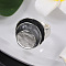 Three Flat Round Zinc Alloy Enamel Stretch Finger Rings, Silver, Light Grey, Inner Diameter: 18mm
