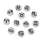 Tarnish Resistant 201 Stainless Steel Beads, Laser Cut, Flat Round with 12 Constellations, Stainless Steel Color, 8x3mm, Hole: 2mm, 12pcs/set