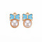 Alloy Enamel Charms, with ABS Plastic Imitation Pearl, Bowknot, Light Gold, Cyan, 15x10x4mm, Hole: 1.2mm
