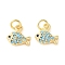 Brass Micro Pave Cubic Zirconia Pendants, Cadmium Free & Nickel Free & Lead Free, Fish Charms, with Jump Ring, Real 18K Gold Plated, 9x9x2.5mm, Hole: 2.5mm