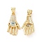 Brass Micro Pave Cubic Zirconia Pendants, Cadmium Free & Lead Free, Hand with Evil Eye Charms, Golden, 26x11.5x4mm, Hole: 5x3mm