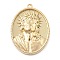 304 Stainless Steel Pendants, Oval with Jesus Charm, Ion Plating(IP), Real 18K Gold Plated, 36x26.5x5.5mm, Hole: 1.8mm