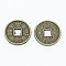Feng Shui Chinoiserie Jewelry Findings Alloy Copper Cash Beads, Flat Round Chinese Ancient Coins with Character KangXi, Cadmium Free & Nickel Free & Lead Free, Antique Bronze, 10x1mm, Hole: 2x2mm