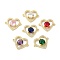 Eco-Friendly Brass Micro Pave Cubic Zirconia Links Connectors, Long-Lasting Plated, Heart, Real 18K Gold Plated, Mixed Color, 16x20.5x5.5mm, Hole: 1.5mm