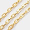 Iron Cable Chains, Unwelded, with Spool, Flat Oval, Cadmium Free & Lead Free, Golden, 7x4x1mm, about 164.04 Feet(50m)/roll