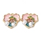 Light Gold Tone Alloy Enamel Pendants, Cherry Charms, with ABS Imitation Pearl, Rack Plating, Heart, 23.5x24.5x7mm, Hole: 2.2mm