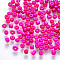 6/0 Baking Paint Glass Round Seed Beads, Fuchsia, 4~5x3~4mm, Hole: 1~2mm, about 4500pcs/pound