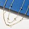 Brass Double Layer Necklaces, Box & Satellite Chain Necklaces for Women, With 304 Stainless Steel Lobster Clasp, Rack Plating , Lead Free & Cadmium Free, Long-Lasting Plated, Real 18K Gold Plated, 15.67 inch(39.8cm)