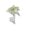 Rack Plating Alloy Enamel and Rhinestone Pendants, Cadmium Free & Nickel Free & Lead Free, Bamboo Leaf, Platinum, 27x14x3mm, Hole: 1.6mm