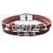 Leather Multi-strand Bracelets, with Synthetic Hematite, Alloy Findings and Stainless Steel Clasps, Dragon, Mixed Color, 8-1/2 inch(21.5cm), 10mm