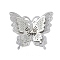 Brass Rhinestone Pendants, Butterfly Charms, Cadmium Free & Nickel Free & Lead Free, Platinum, 29x33x5mm, Hole: 1mm