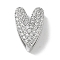 Rack Plating  Brass Micro Pave Clear Cubic Zirconia Slide Charms, Lead Free & Cadmium Free, Long-Lasting Plated, Heart, Platinum, 12.5x8x6mm, Hole: 10x2.5mm
