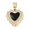 Brass With Enamel And Cubic Zirconia, Real 18k Gold Plated, Heart, Pendants with Jump Ring, Cadmium Free & Nickel Free & Lead Free, Real 18K Gold Plated, 18x17x3.5mm, Hole: 5x3.5mm