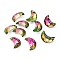 Electroplate Transparent Glass Pendants, Back Plated, Faceted, Crescent Moon Charms, Pearl Pink, 20x13x6mm, Hole: 1.2mm.
