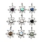 Gemstone Spider Web Pendants, Rack Plating Antique Silver Plated Brass Halloween Net Charms, Cadmium Free & Lead Free, 44.5x37.5x7mm, Hole: 7.5x5mm