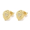 Heart Rack Plating Brass Micro Pave Cubic Zirconia Stud Earrings, Long-Lasting Plated, Lead Free & Cadmium Free, Real 18K Gold Plated, 12.5x10.5mm