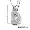Elegant Brass Micro Pave Clear Cubic Zirconia 3D Initial Necklaces, Perfect Gift for Her, Platinum, Letter D, 15.75 inch(40cm)