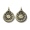 Tibetan Style Brass Pendants, Cadmium Free & Lead Free, Round with Animals, Antique Bronze, 14.5x10.5x1.5mm, Hole: 1.4mm
