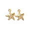 Brass Micro Pave Cubic Zirconia Charms, Cadmium Free & Nickel Free & Lead Free, Real 18K Gold Plated, Star, 13x10.5x3mm, Hole: 1.4mm