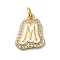 Brass Micro Pave Cubic Zirconia Pendants, Cadmium Free & Nickel Free & Lead Free, with Jump Rings, Real 18K Gold Plated, Letter M, 17.5x15x2mm, Hole: 3.8mm