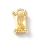 Brass Charms, with Glass, Rectangle Charm, Real 18K Gold Plated, Champagne Yellow, 8x4x3.5mm, Hole: 1.2mm