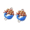 Alloy Royal Blue Enamel Connector Charms, Peacock Links, Platinum, 22x15.5x3.5mm, Hole: 1.8mm